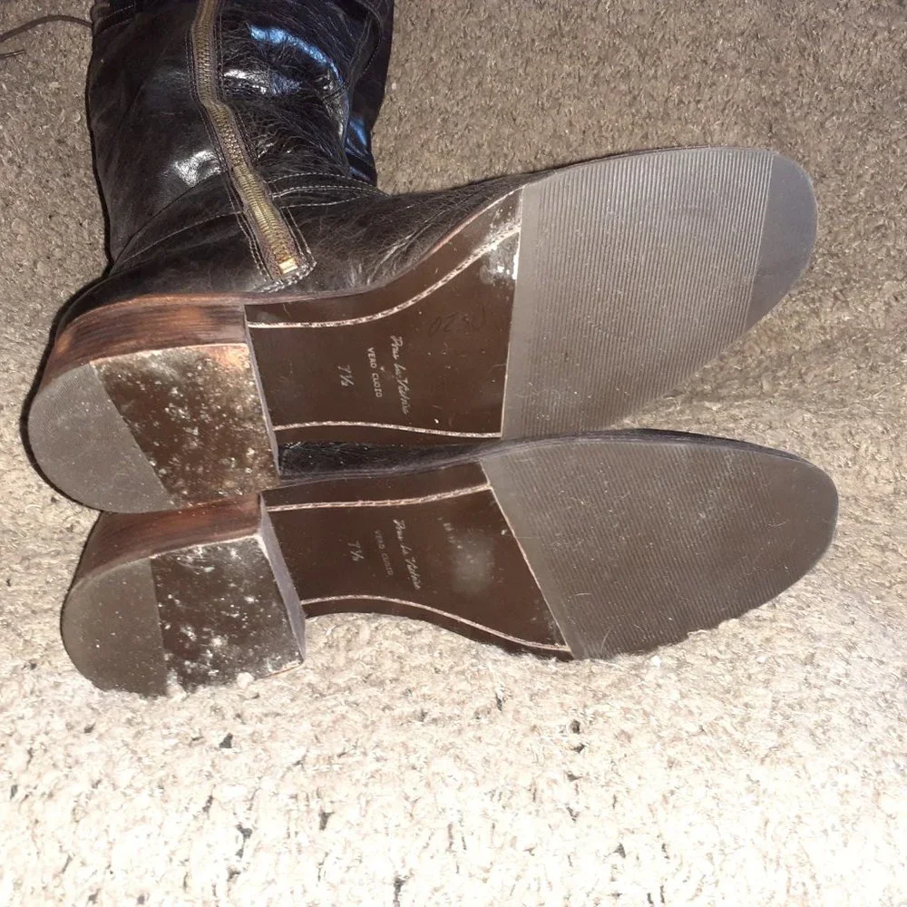 POUR LA VICTOIRE-Victorella-Over Knee Boots-Dk Brown Leather-Sz 7.5-Excellent